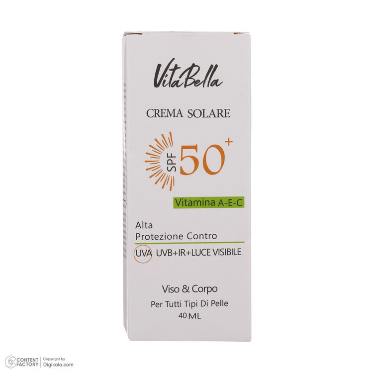 کرم ضد آفتاب بدون رنگ ویتابلا، مدل SPF50
