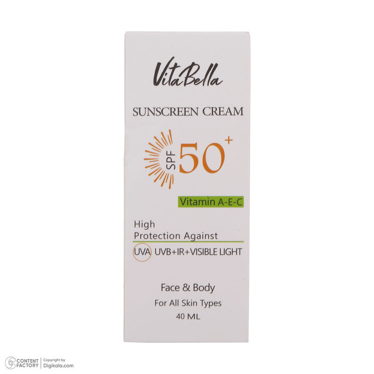 کرم ضد آفتاب بدون رنگ ویتابلا، مدل SPF50