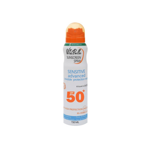 اسپری ضد آفتاب بدون رنگ ویتابلا SPF 50 مدل sun مناسب انواع پوست حجم 150 میلیلیتر